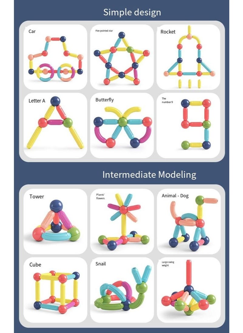 77-PIECE MAGNETIC BUILDING BLOCKS MAGNETIC INTERLOCKING TOY SET: SUITABLE FOR CHILDREN'S stem EDUCATION LEARNING TOYS - mASONTIRO-STYLE FUN INDOOR PRESCHOOL ACTIVITY GIFT, SUITABLE FOR CHILDREN OVER 3 YEARS OLD TO USE - Image 3